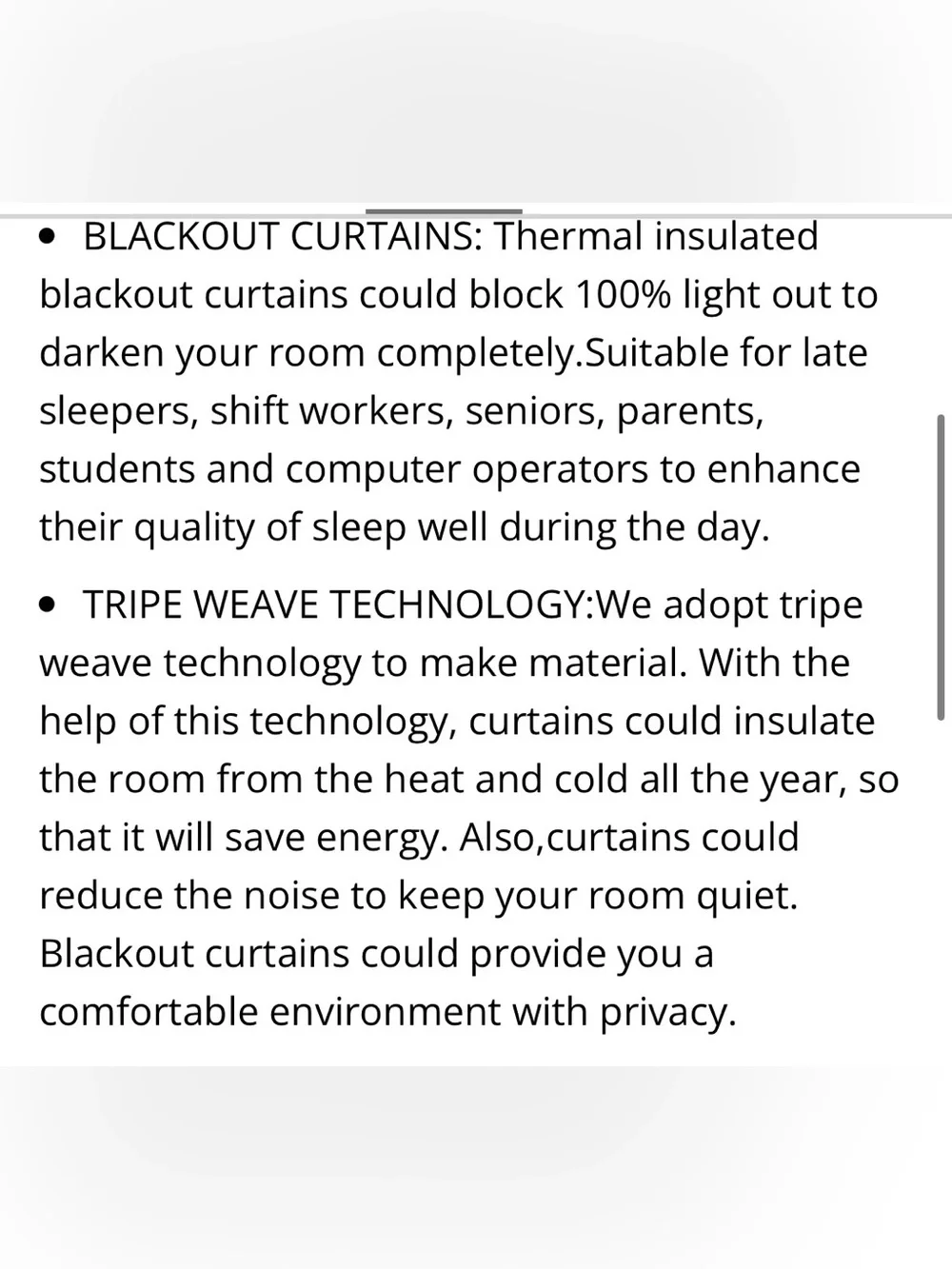 100% Blackout Curtains 52x72” (2-panels) CREAM